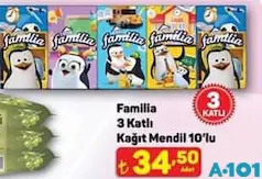 FAMİLİA 3 KATLI KAĞIT MENDİL 10'LU fiyat ve kampanya bilgisi